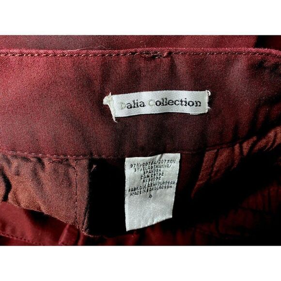 Dalia Collection Burgundy Straight Leg Pants Jeans Sz 4 Cotton Stretch - Picture 4 of 4